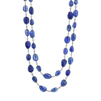 Eclat Jewels Platinum Sapphire and Diamond Bead Necklace