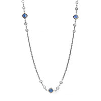 Platinum Blue Sapphire and Diamonds By The Yard Necklace