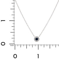 14K White Gold Sapphire and Diamond Halo Pendant