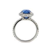 Platinum Oval Blue Sapphire and Diamond Ring