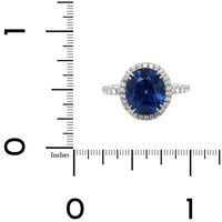 Platinum Oval Blue Sapphire and Diamond Ring