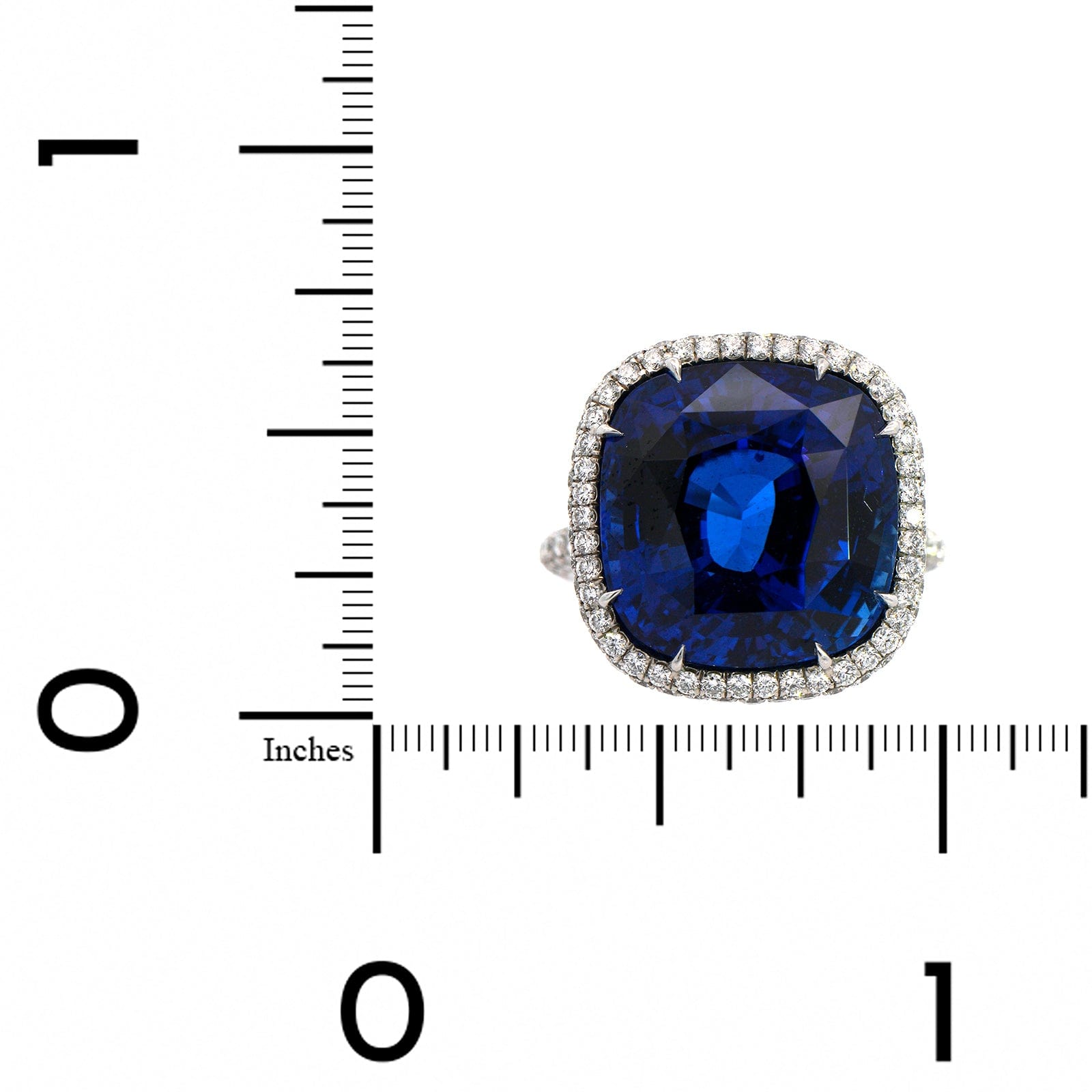 Platinum Cushion Cut Sapphire and Diamond Halo Ring