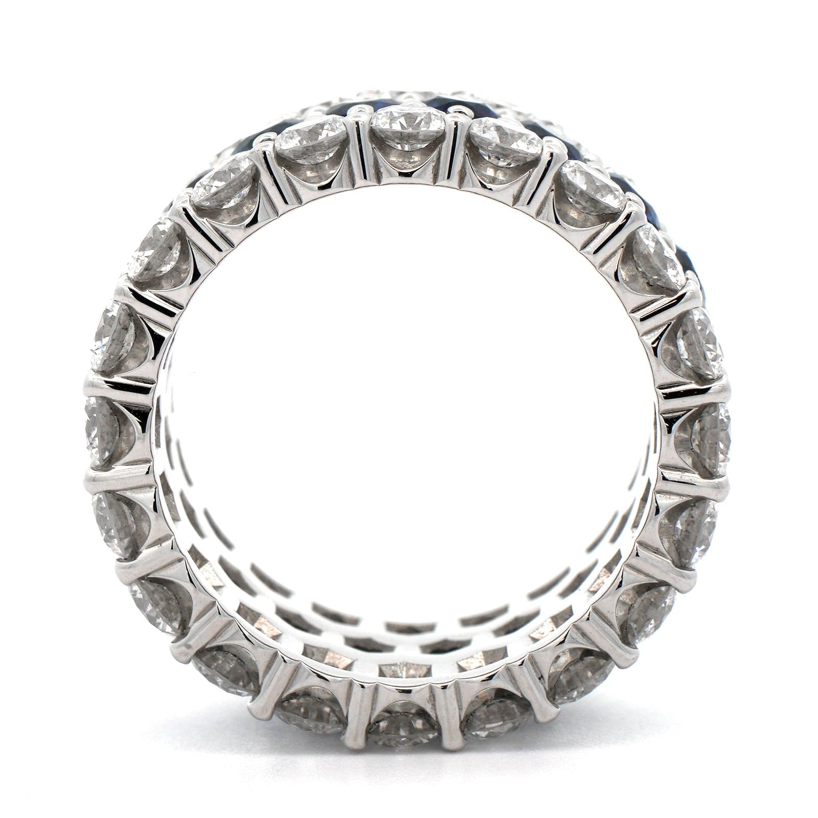 Platinum 3 Row Diamond and Sapphire Eternity Band