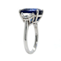 Platinum Oval Sapphire and Diamond 3 Stone Ring