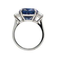 Platinum Oval Sapphire and Diamond 3 Stone Ring