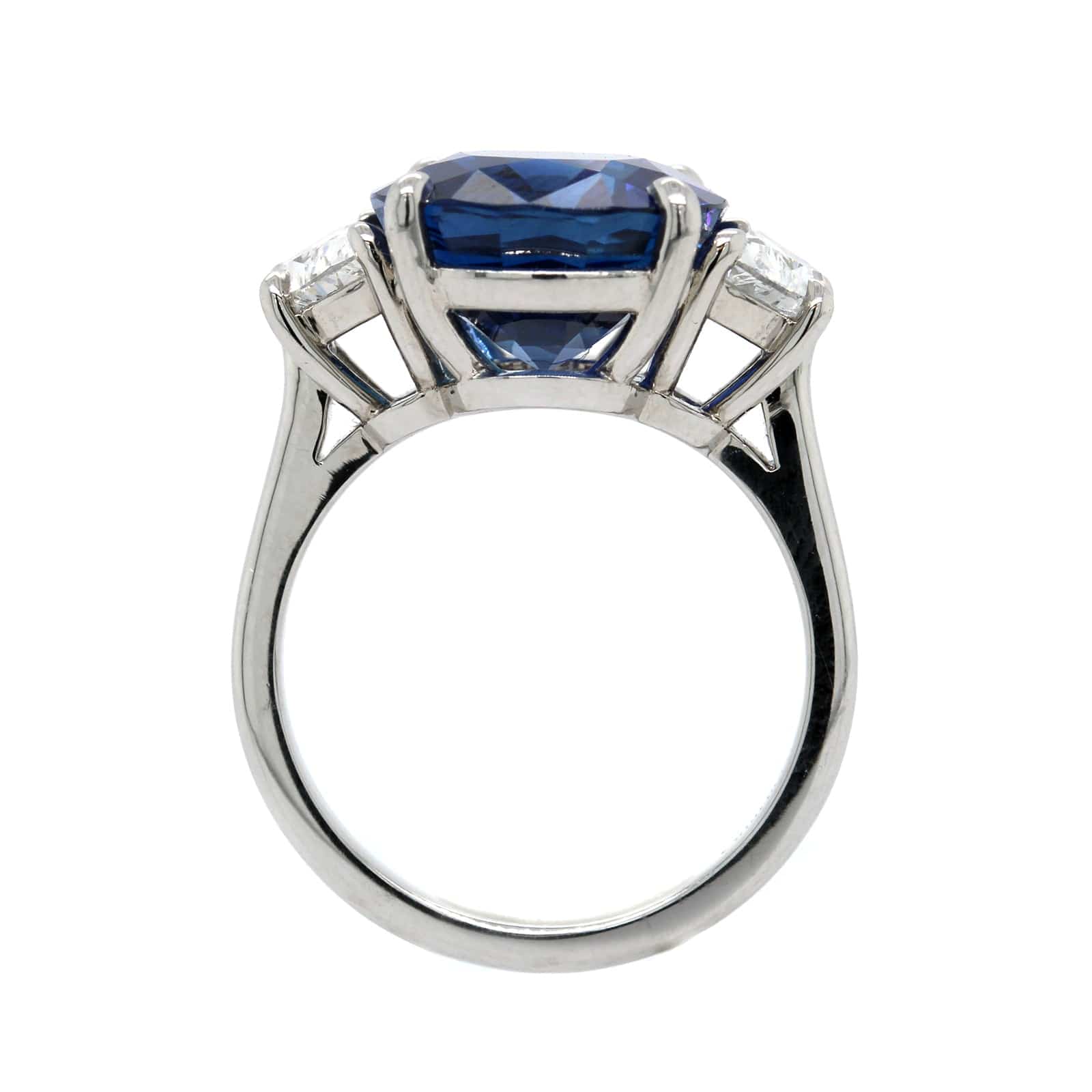 Platinum Oval Sapphire and Diamond 3 Stone Ring