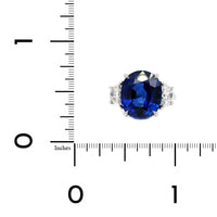 Platinum Oval Sapphire and Diamond 3 Stone Ring