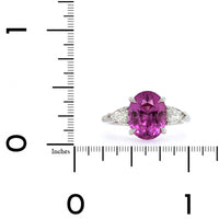 Platinum Pink Sapphire and Diamond 3 Stone Ring