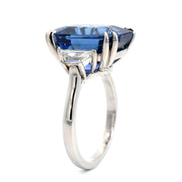 Platinum Blue Ceylon Sapphire and Diamond Ring