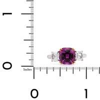 Platinum Cushion Pink Sapphire and Diamond 3 Stone Ring