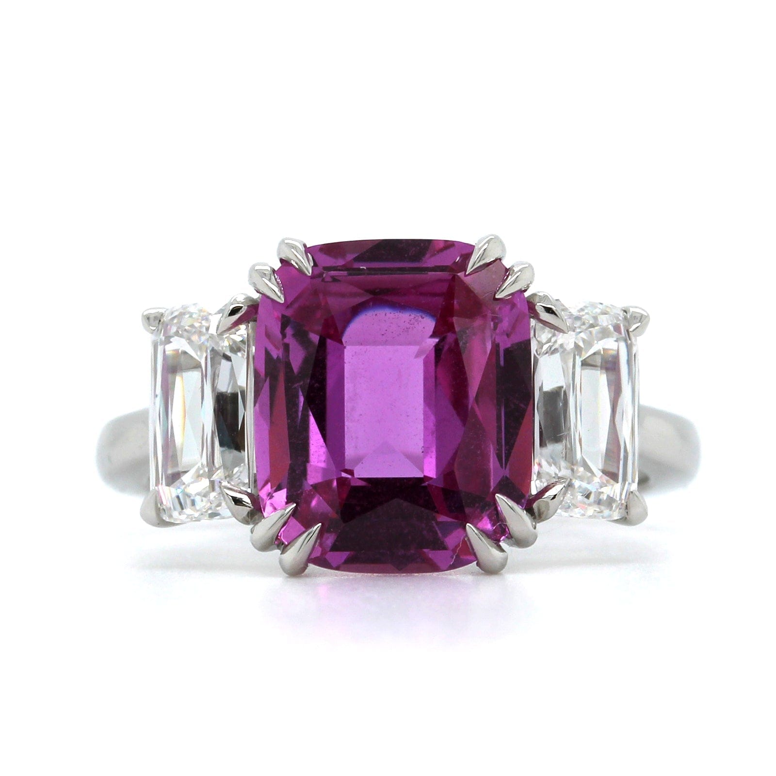 Platinum Pink Sapphire 3 Stone Ring