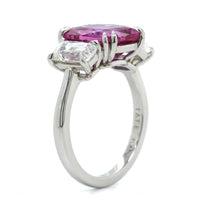 Platinum Pink Sapphire 3 Stone Ring