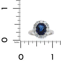 Platinum Oval Sapphire Diamond Halo Ring