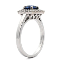 14K White Gold Round Sapphire and Diamond Ring