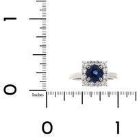 14K White Gold Round Sapphire and Diamond Ring