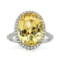 Platinum Yellow Sapphire Diamond Halo Ring