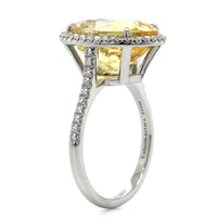 Platinum Yellow Sapphire Diamond Halo Ring