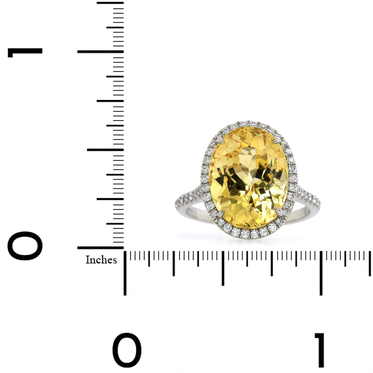 Platinum Yellow Sapphire Diamond Halo Ring