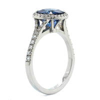 Platinum Sapphire Diamond Halo Ring