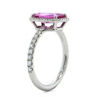 Platinum Pink Sapphire Diamond Halo Ring