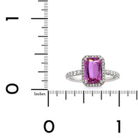 Platinum Pink Sapphire Diamond Halo Ring