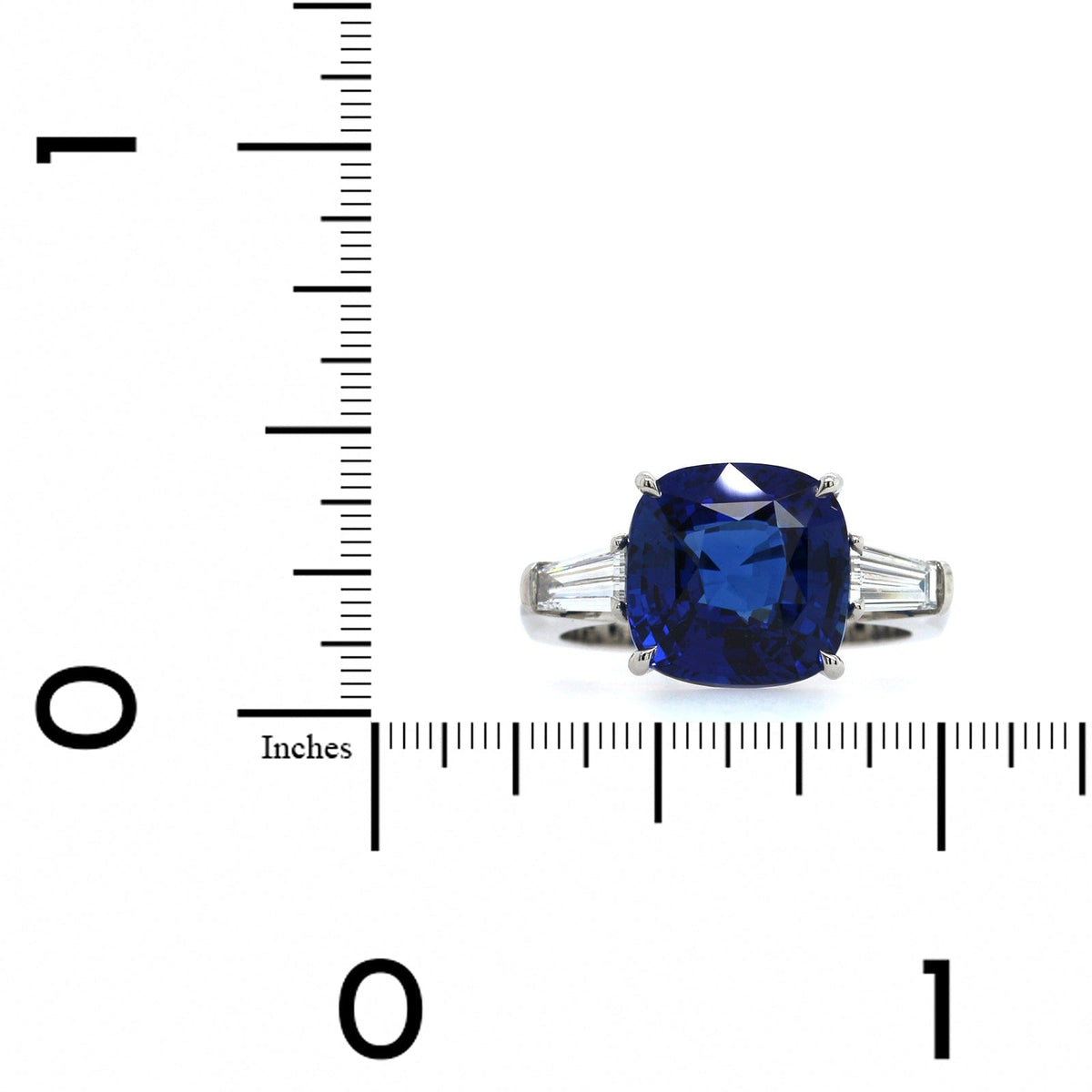 Platinum Cushion Sapphire Diamond 3 Stone Ring