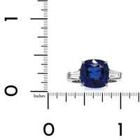 Platinum Cushion Sapphire Diamond 3 Stone Ring