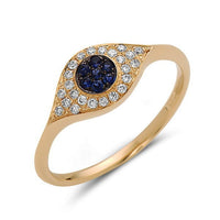 14K Yellow Gold Evil Eye Sapphire & Diamond Ring