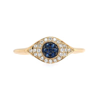 14K Yellow Gold Evil Eye Sapphire & Diamond Ring