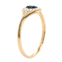 14K Yellow Gold Evil Eye Sapphire & Diamond Ring