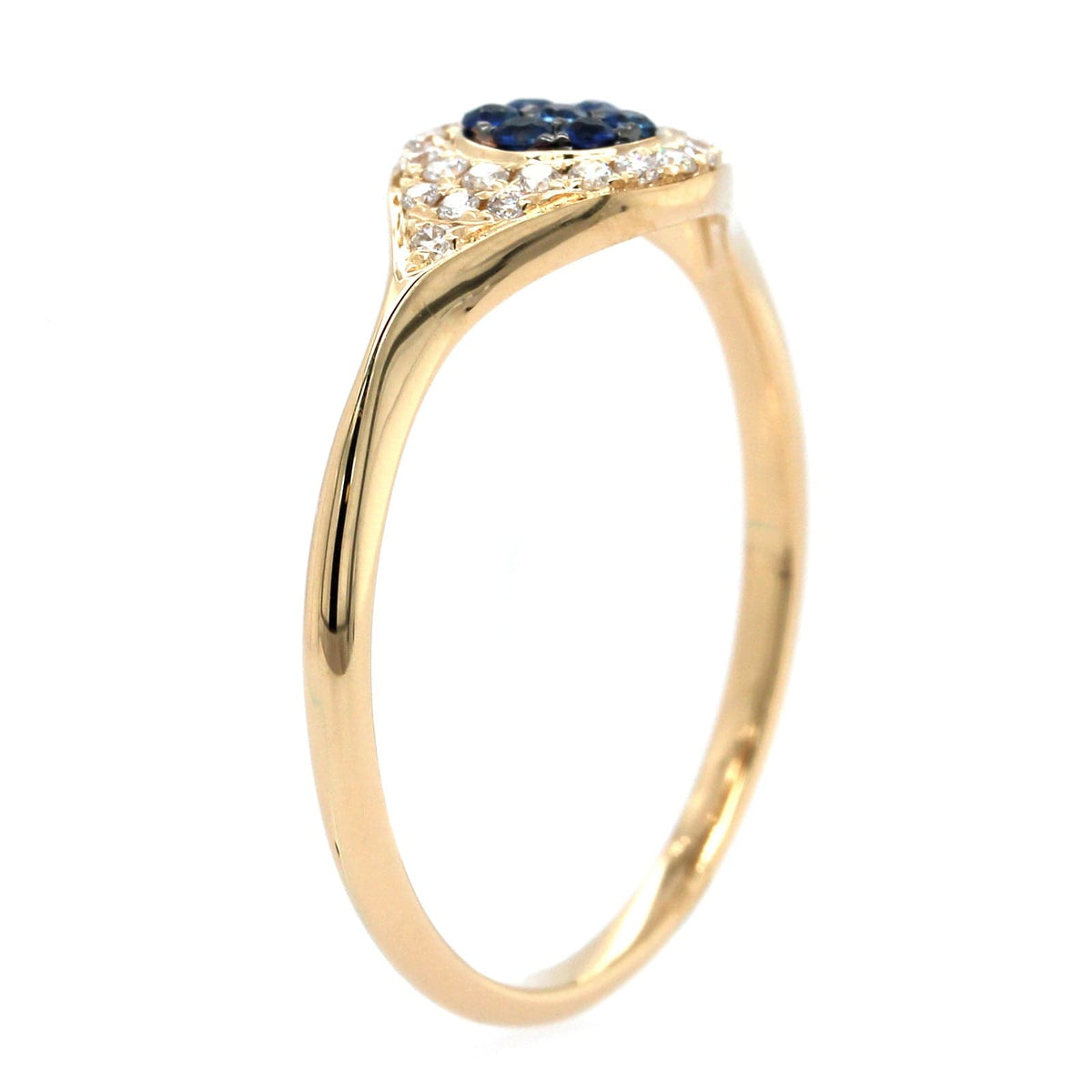 14K Yellow Gold Evil Eye Sapphire & Diamond Ring