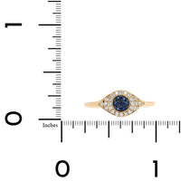 14K Yellow Gold Evil Eye Sapphire & Diamond Ring