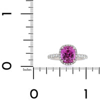 Platinum Cushion Pink Sapphire and Diamond Halo Ring