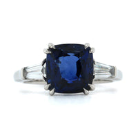 Platinum Blue Sapphire and Diamond Ring