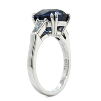 Platinum Blue Sapphire and Diamond Ring