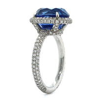Platinum Oval Blue Sapphire and Diamond Ring