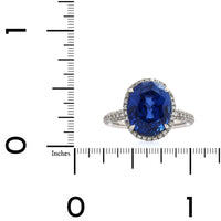 Platinum Oval Blue Sapphire and Diamond Ring