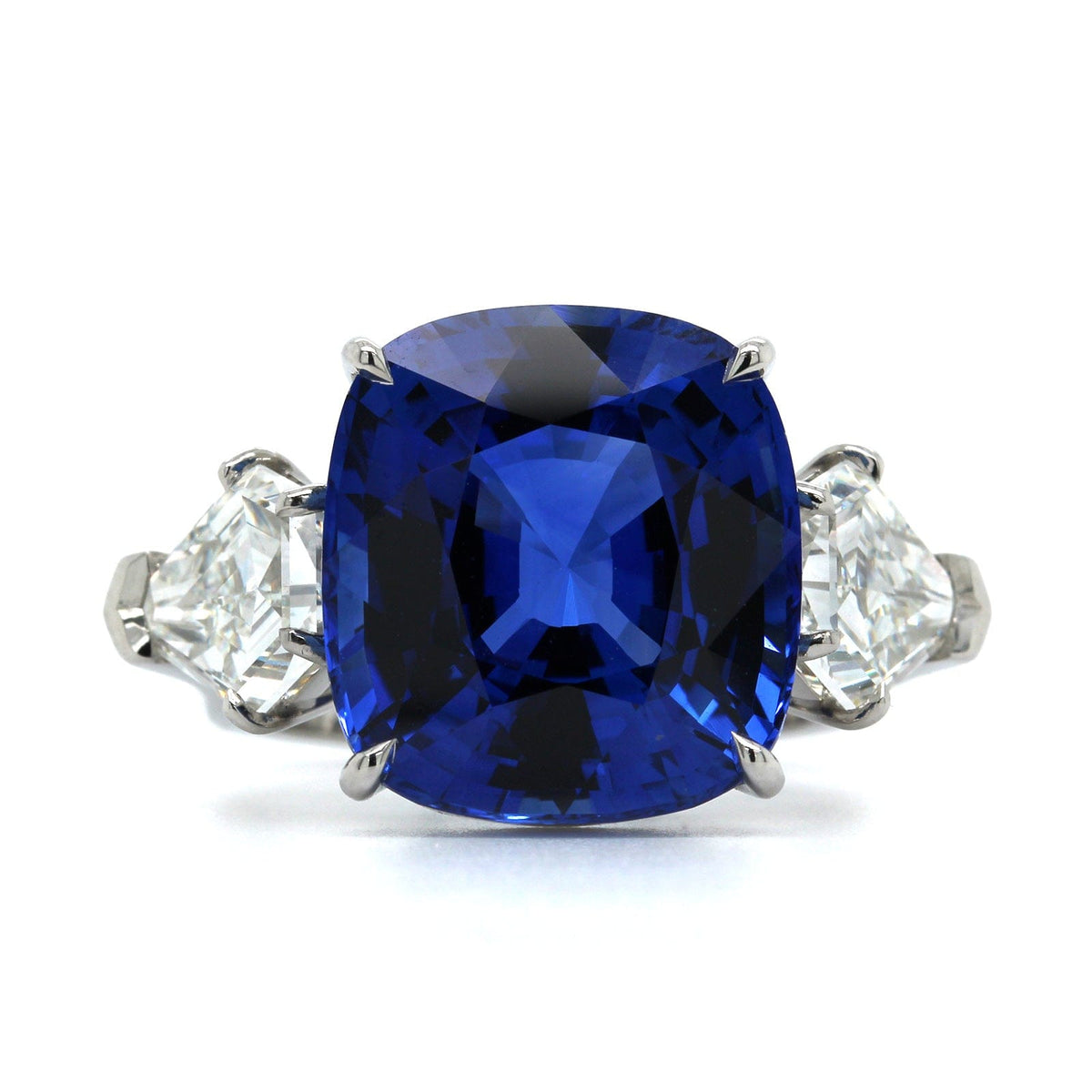 Platinum Blue Sapphire and Diamond Ring