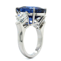 Platinum Blue Sapphire and Diamond Ring