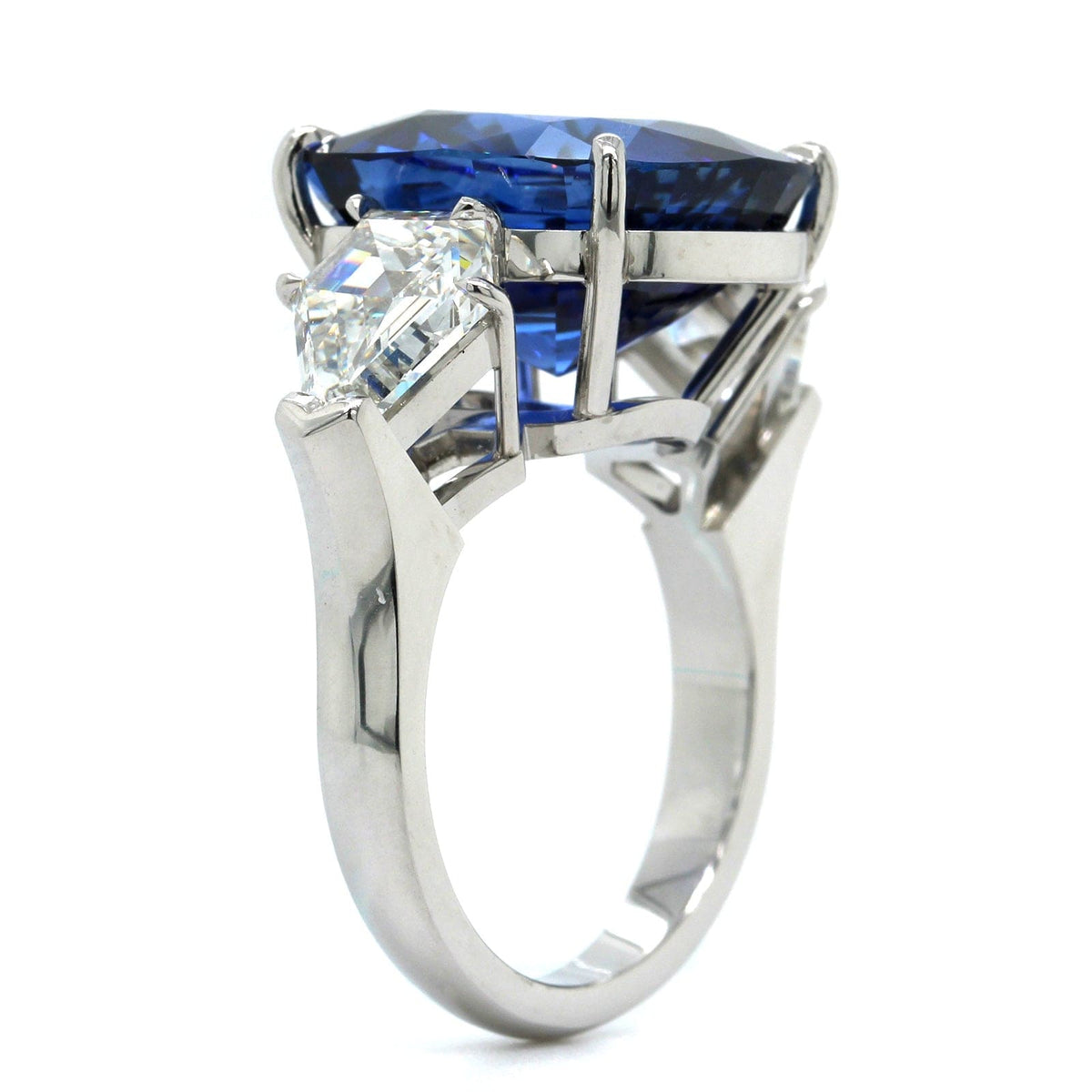 Platinum Blue Sapphire and Diamond Ring