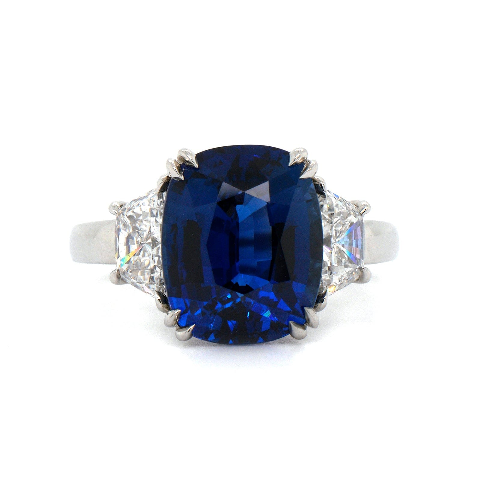 Platinum 3 Stone Sapphire and Diamond Ring