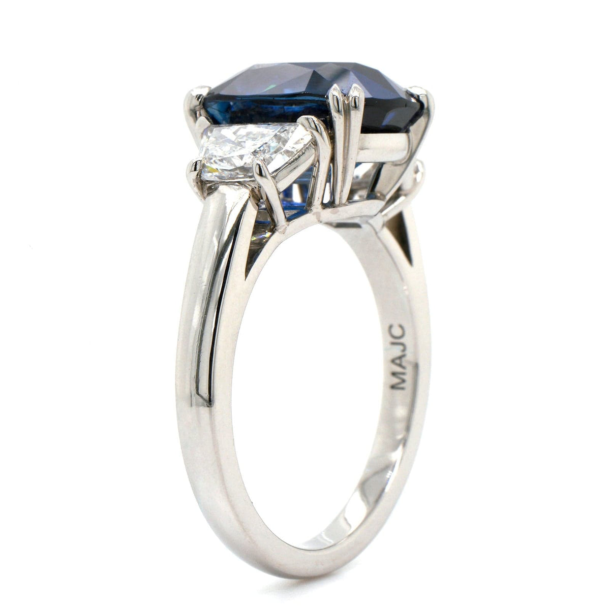 Platinum 3 Stone Sapphire and Diamond Ring