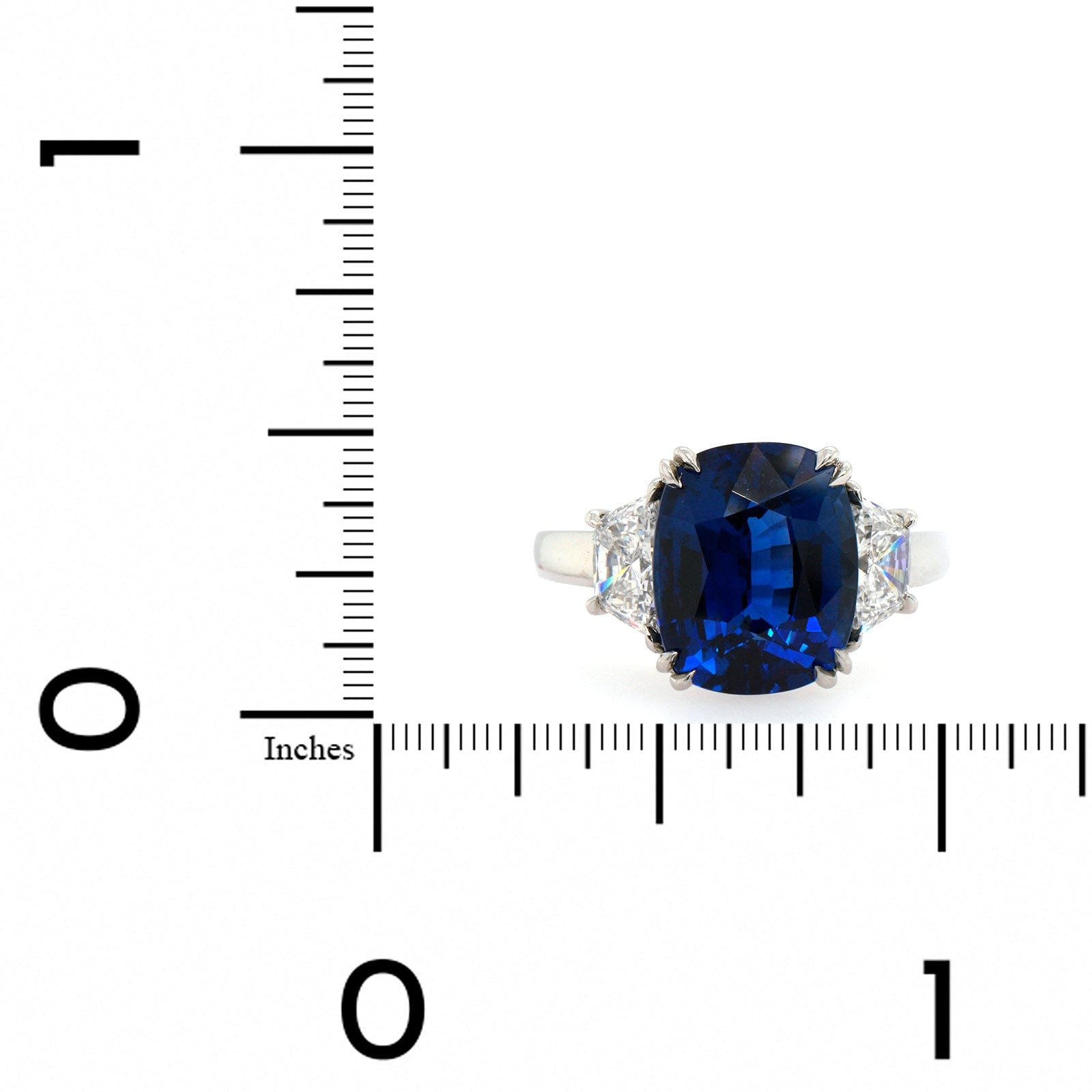 Platinum 3 Stone Sapphire and Diamond Ring