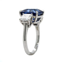 Platinum 3 Stone Square Sapphire and Diamond Ring