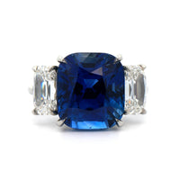Bayco Platinum 3 Stone Blue Sapphire and Diamond Ring
