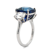 Bayco Platinum 3 Stone Blue Sapphire and Diamond Ring