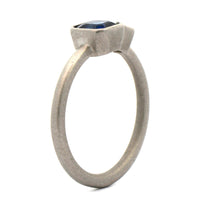 Platinum 2 Stone Asscher Cut Sapphire and Diamond Ring