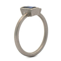 Platinum 2 Stone Baguette Cut Sapphire and Diamond Ring