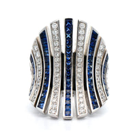 Eclat Jewels 18K White Gold Sapphire and Diamond Line Ring