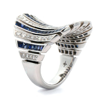 Eclat Jewels 18K White Gold Sapphire and Diamond Line Ring